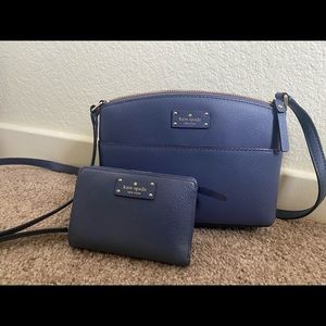 Kate Spade blue crossbody purse and wallet